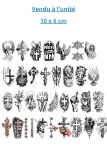 faux tatouages, tatouages éphémèrs, faux tatouages religieux, Faux Tatouages Croix et Religieux – Petit Format