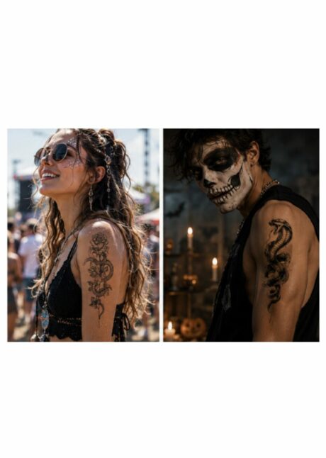 FAUX TATOUAGES SERPENTS, Faux Tatouages Serpent – Motifs Réalistes