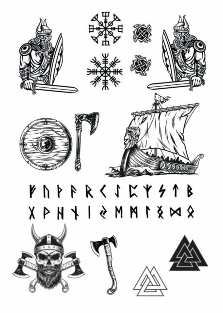 faux tatouages viking, faux tatouage guerrier, tatouage éphémère viking, Faux Tatouages Viking – Guerriers et Runes