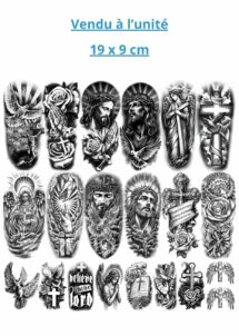 faux tatouage Jésus, faux tatouages bibliques, tatouages temporaires, Faux Tatouages Bibliques – Grand Format