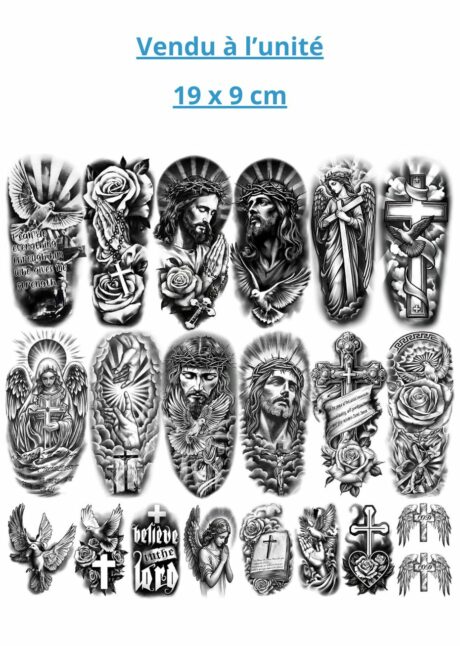 faux tatouage Jésus, faux tatouages bibliques, tatouages temporaires, Faux Tatouages Bibliques – Grand Format