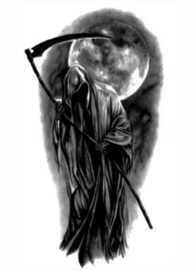 tatouage temporaire, faux tatouage, tatouage halloween, tatouage mort, faux tatouage réaliste, Faux Tatouages, Faucheuse Reaper