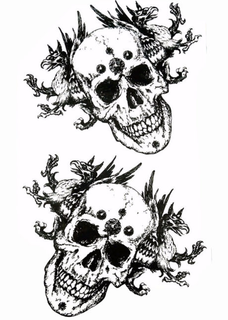 tatouages temporaires, faux tatouages, tatouages éphémères, tatouages tete de mort, Tatouages Temporaires, Crânes et Créatures
