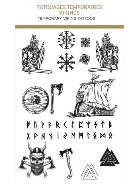 faux tatouages viking, faux tatouage guerrier, tatouage éphémère viking, Faux Tatouages Viking – Guerriers et Runes