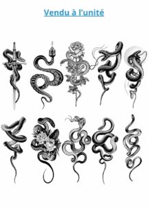 faux tatouages serpent, tatouages éphémères serpent, tatouages temporaires, Faux Tatouages Serpent – Motifs Réalistes