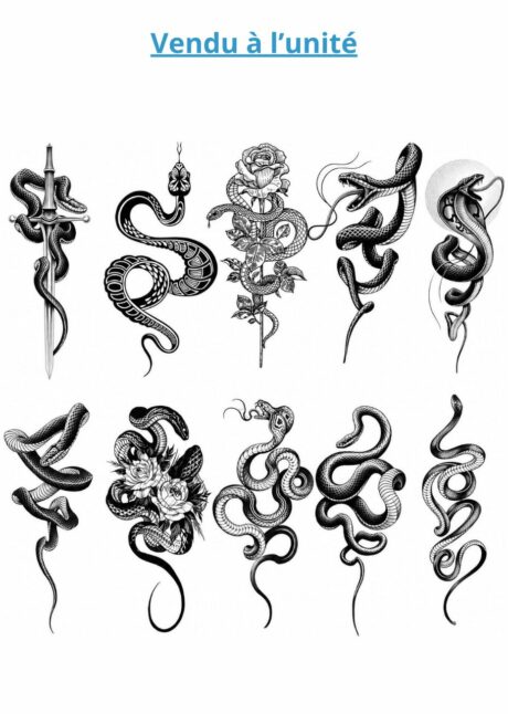 faux tatouages serpent, tatouages éphémères serpent, tatouages temporaires, Faux Tatouages Serpent – Motifs Réalistes