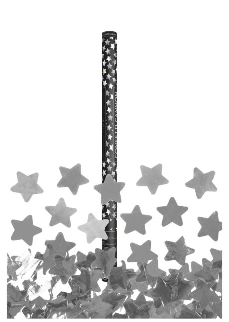 canon à confettis étoiles, canon confettis argent, canons à confettis, Canon à Confettis, Etoiles Argent, 80 cm