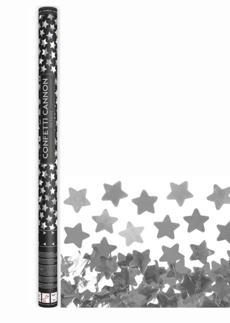 canon à confettis étoiles, canon confettis argent, canons à confettis, Canon à Confettis, Etoiles Argent, 80 cm