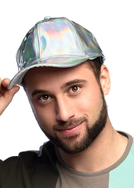 casquette disco argent, casquette disco, accessoire disco argent, Casquette Disco Argent Hologramme