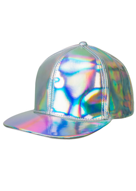 casquette disco argent, casquette disco, accessoire disco argent, Casquette Disco Argent Hologramme