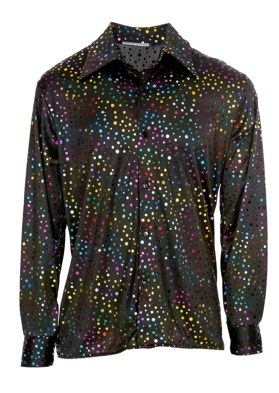 Déguisement disco ensemble avec chemise brillante noire et