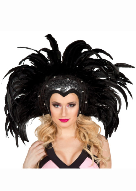 coiffe brésilienne, coiffe carnaval de rio, accessoire carnaval de rio, Coiffe Brésilienne, Rio, Plumes Noires