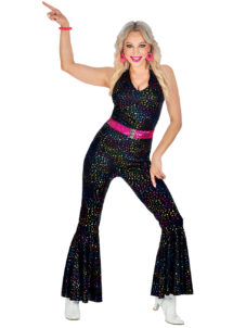 combinaison disco, déguisement disco femme, Déguisement Disco, Combinaison Noire Paillettes