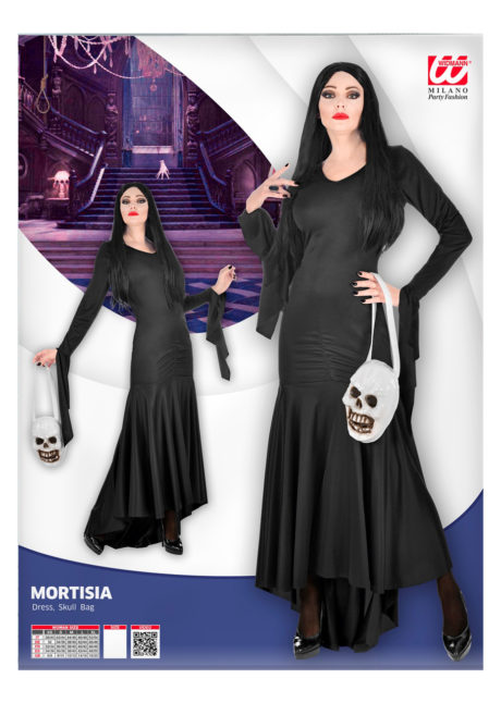 déguisement morticia, déguisement mortisia, déguisement halloween femme morticia, Déguisement Morticia Addams, avec Sac