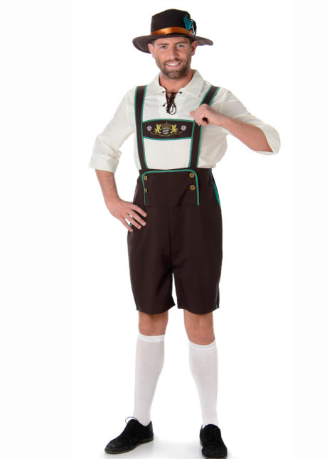 déguisement bavarois homme, costume bavarois homme, déguisement tyrolien homme, costume tyrolien homme, salopette bavaroise déguisement, déguisement homme, déguisement fête de la bière, déguisement oktoberferst, Déguisement Bavarois Oktoberfest, Salopette et Chemise + Chapeau