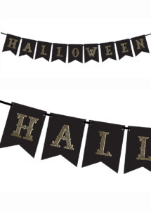 guirlande halloween, décorations halloween, Guirlande Halloween, Mini Fanions Noirs