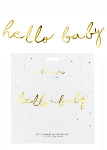 GUIRLANDE-HELLO-BABY-GR-83, Décoration Baby Shower, Guirlande Hello Baby, Or