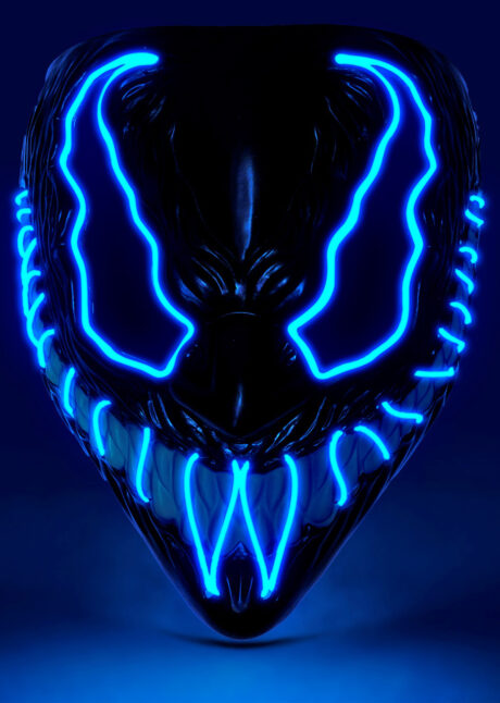 masque lumineux, masque led, masque halloween, Masque Halloween Démon, Lumineux Bleu, à LED