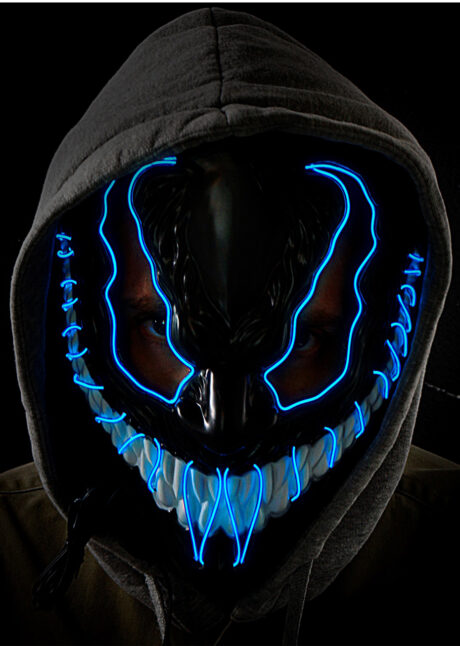 masque lumineux, masque led, masque halloween, Masque Halloween Démon, Lumineux Bleu, à LED