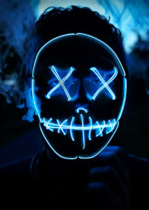 masque la purge, masque led purge, masque la purge, masque lumineux led, masque halloween, Masque Nightmare La Purge, Lumineux Bleu