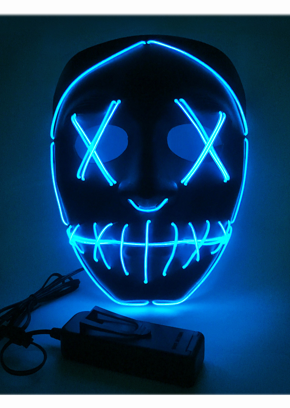 Masque Halloween Cross La Purge, Lumineux Bleu, à LED Aux Feux de la Fête Paris