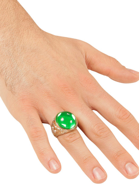 bague de pirate, bague déguisement, bague fausse pierre, accessoire déguisement pirate, Bague Cabochon Vert