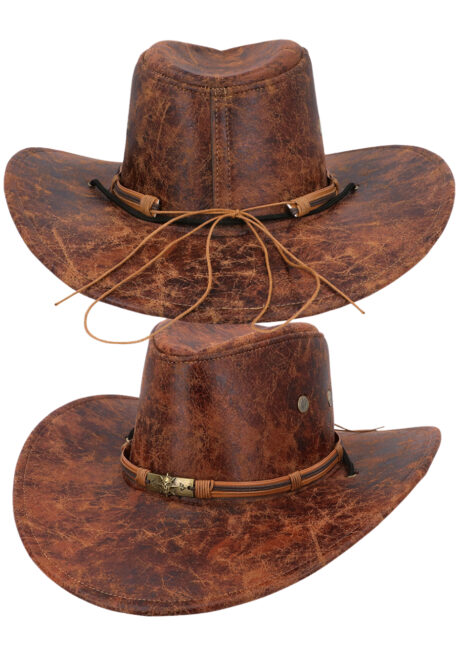 chapeau cowboy simili cuir, chapeau cowboy marron, Chapeau de Cowboy Brody, Marron