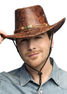 chapeau cowboy simili cuir, chapeau cowboy marron