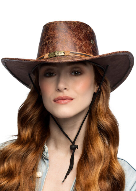 chapeau cowboy simili cuir, chapeau cowboy marron, Chapeau de Cowboy Brody, Marron