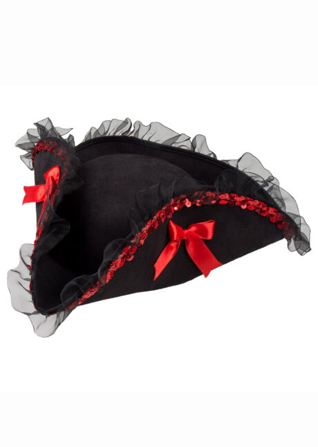 chapeau de pirate femme, chapeau de pirate tricorne, Chapeau de Pirate, Tricorne avec Rubans Rouges
