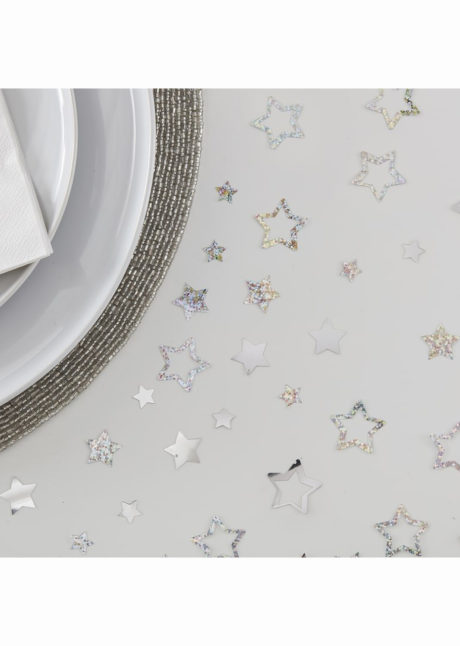 décorations de noël, décos de noël, décorations de réveillon, confettis de table, confettis étoiles, ginger ray, Confettis de Table, Etoiles Star Argent