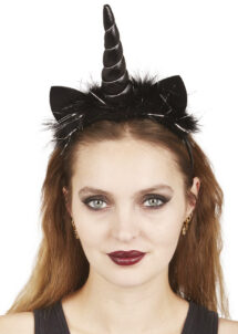 corne licorne noire, licorne Halloween, serre tête licorne