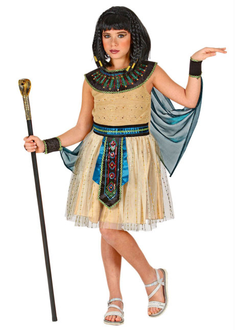 déguisement cleopatre fille, costume de cléopatre pour fille, déguisement égyptienne fille, Déguisement de Cléopatre, Scintillant Doré, Fille