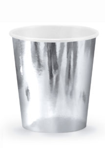 vaisselle jetable, gobelets argent, gobelets réveillon, vaisselle jetable argentée, Vaisselle Argent Métal, Gobelets 200 ml