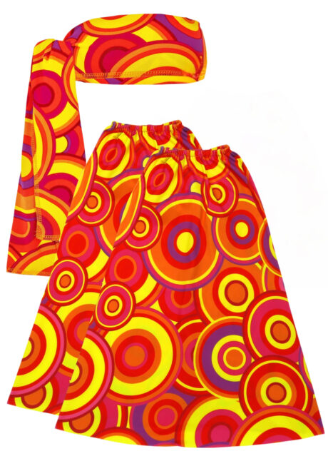 bandeau jambières disco, accessoire pattes d'éléphant, accessoires disco, Jambières Pattes d’Eph et Bandeau, Groovy Bulles Oranges