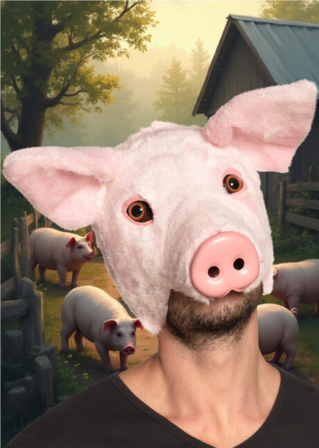 masque de cochon fourrure, masque animal ferme, masque cochon déguisement, Masque de Cochon Fourrure, Demi Visage