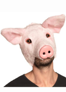 masque de cochon, masques animaux, masque cochon rose, Masque de Cochon Fourrure, Demi Visage