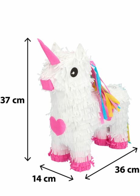 PINATA LICORNE ANNIVERSAIRE, pinata licorne coeurs, Pinata Licorne Blanche avec Coeurs Roses – 37 cm