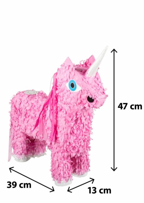 PINATA LICORNE ROSE, pinata licorne anniversaire fille, Pinata Licorne Rose et Queue Multicolore – 47 cm