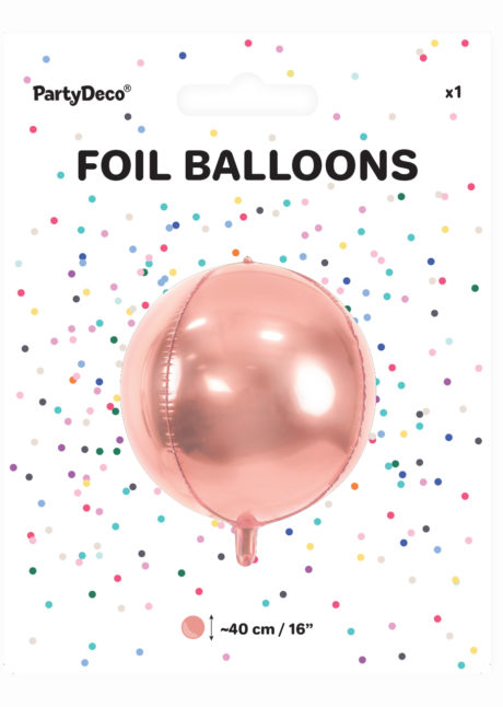 ballon hélium, ballon rose gold, ballon mylar, ballon aluminium, ballon rose gold, Ballon Boule Rose Gold, Globe Aluminium