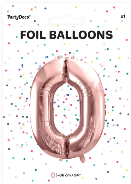 ballon chiffre, ballon chiffre 0, ballon chiffre géant, ballon chiffre rose gold, Ballon Chiffre 0, Rose Gold, 86 cm