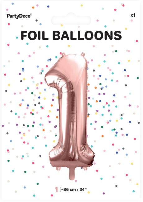 ballon chiffre, ballon chiffre 1, ballon chiffre géant, ballon chiffre rose gold, Ballon Chiffre 1, Rose Gold, 86 cm