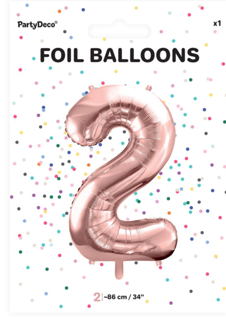 ballon chiffre, ballon chiffre 2, ballon chiffre géant, ballon chiffre rose gold, Ballon Chiffre 2, Rose Gold, 86 cm
