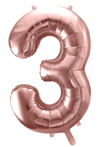ballon chiffre, ballon chiffre 3, ballon chiffre géant, ballon chiffre rose gold, Ballon Chiffre 3, Rose Gold, 86 cm