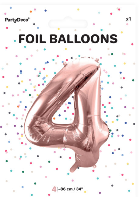 ballon chiffre, ballon chiffre 4, ballon chiffre géant, ballon chiffre rose gold, Ballon Chiffre 4, Rose Gold, 86 cm
