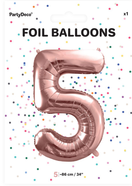 ballon chiffre, ballon chiffre 5, ballon chiffre géant, ballon chiffre rose gold, Ballon Chiffre 5, Rose Gold, 86 cm