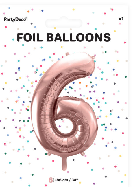 ballon chiffre, ballon chiffre 6, ballon chiffre géant, ballon chiffre rose gold, Ballon Chiffre 6, Rose Gold, 86 cm