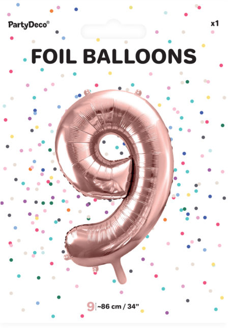 ballon chiffre, ballon chiffre 9, ballon chiffre géant, ballon chiffre rose gold, Ballon Chiffre 9, Rose Gold, 86 cm
