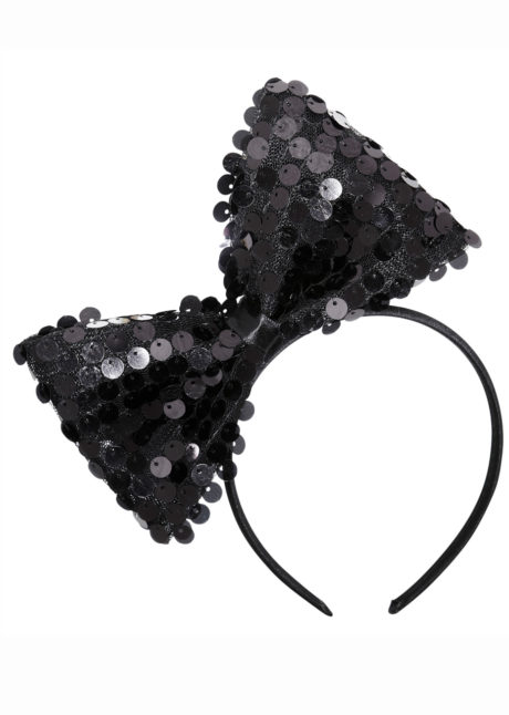 noeud noir pour cheveux, bandeau noir sequins, serre tete, Noeud Noir à Sequins