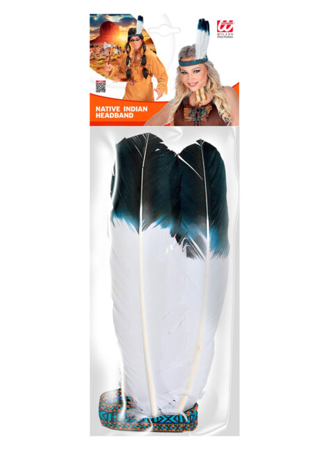 bandeau indien, bandeau plume d'indien, bandeau indienne, Bandeau d’Indien, avec 2 Plumes